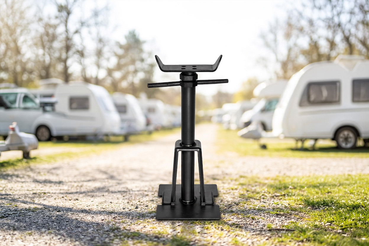 Grainger caravan axle stand shown after testing