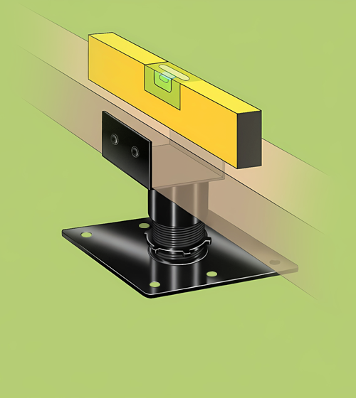 Check the frame with a spirit level and adjust it