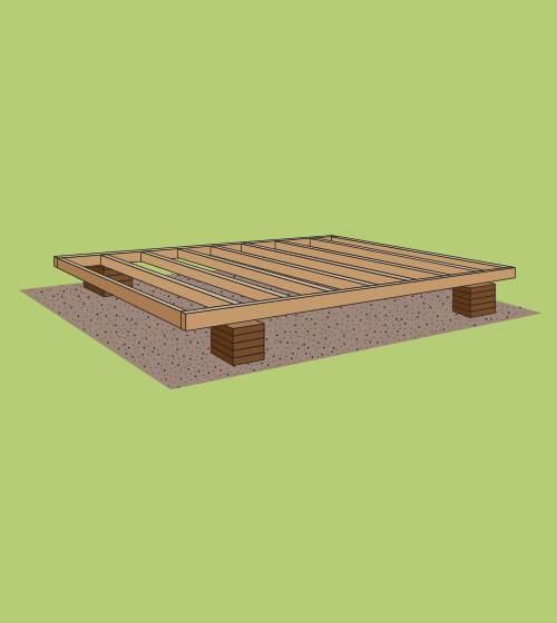 Prepare the area and support the frame at the estimated height