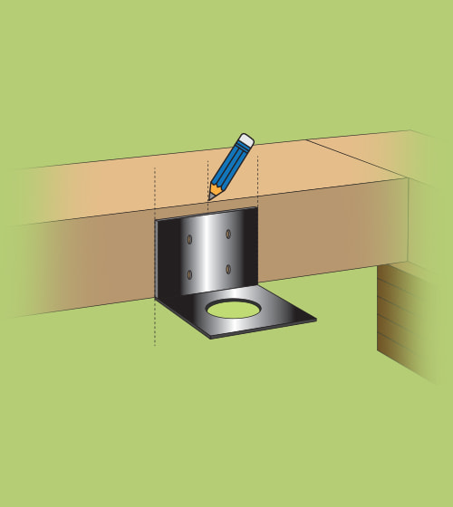 Mark equal intervals on the frame for the hole positions